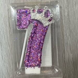 Purple Glitter Number 7 Cake Topper with Silver Crown